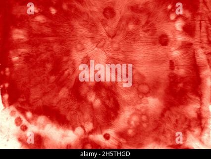 Red Dyeing Pattern. Hippie Swirl Background. Stock Photo