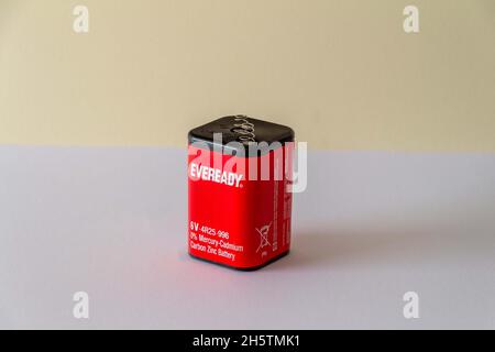 Eveready battery used for a flashlight Stock Photo