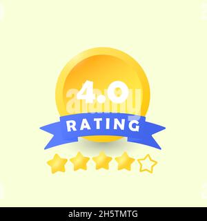 Quality rating stars. An emblem for a website or application for feedback. Isolated icon on white background. Rating system. Stock Vector