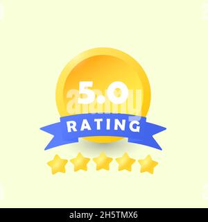 Quality rating stars. An emblem for a website or application for feedback. Isolated icon on white background. Rating system. Stock Vector