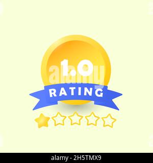 Quality rating stars. An emblem for a website or application for feedback. Isolated icon on white background. Rating system. Stock Vector