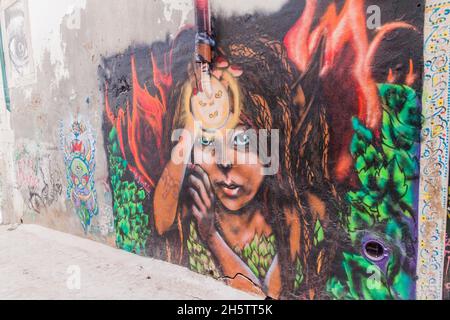 COIMBRA, PORTUGAL - OCTOBER 13, 2017: Street art in Coimbra, Portugal Stock Photo