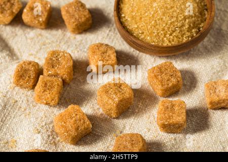 Healthy Raw Brown Sugar Cubes Ready to Use Stock Photo