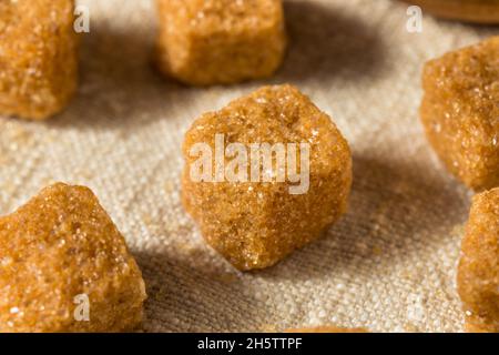 Healthy Raw Brown Sugar Cubes Ready to Use Stock Photo