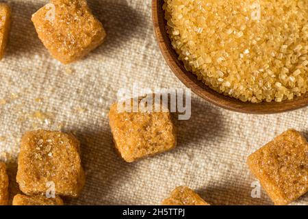Healthy Raw Brown Sugar Cubes Ready to Use Stock Photo