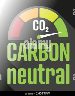 carbon neutral sign or label with red to green gauge, vector illustration Stock Vector