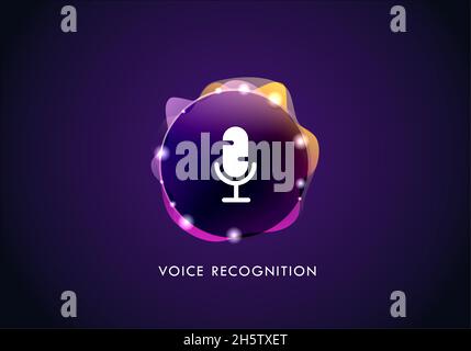 voice recognition concept flat vector illustration of sound symbol intelligent technologies Stock Vector