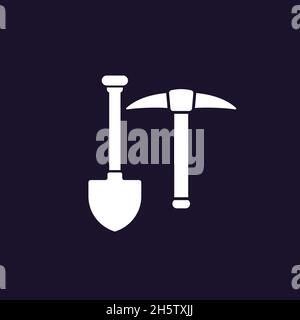 pick axe and shovel, digging tools icon Stock Vector