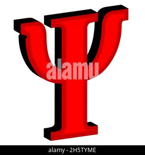 Psi- a letter from the Greek alphabet in 3D isolated over a white Background. Stock Photo