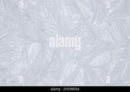 Plastic transparent cellophane background. White texture background Stock Photo