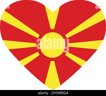 Macedonia flag in heart. Country of europe. Isolated vector icon in flat style Stock Vector