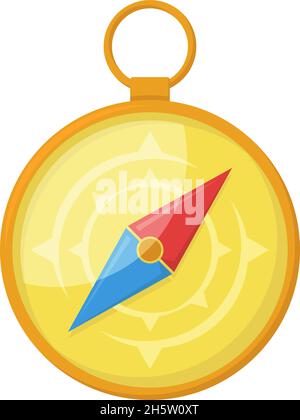 golden compass points north in flat style, vector Stock Vector