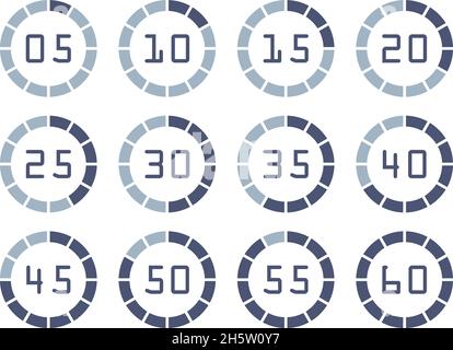 Dial timer and stopwatch set in a flat style Stock Vector