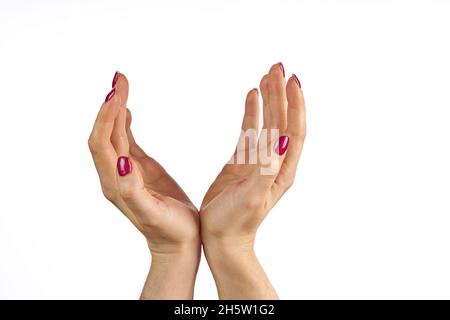 Globe ,earth in human hand, holding our planet glowing. Stock Photo