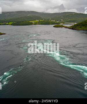 World's strongest tidal stream near Saltstraumen, Norway Stock Photo