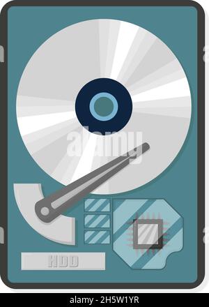 pc technology disk hdd in flat style, vector Stock Vector