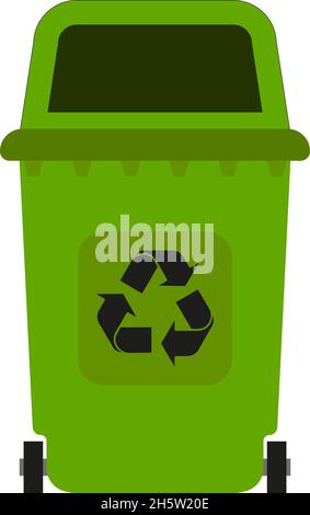 plastic tank for trash, environmental protection in flat style Stock Vector