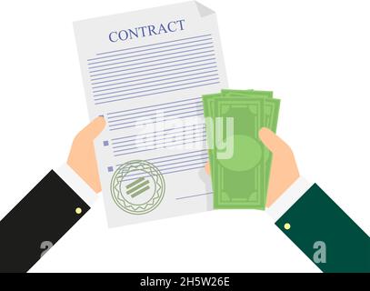 contract in the hands of money of an agreement Stock Vector