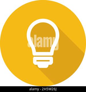 lightbulb outline icon in flat style with shadow Stock Vector