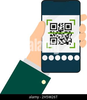 qr code scanner phone application in flat style Stock Vector