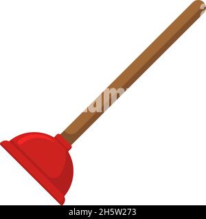 plunger, hand tool for toilet in a flat Stock Vector