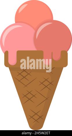 ice cream waffle cone in flat style with shadow Stock Vector