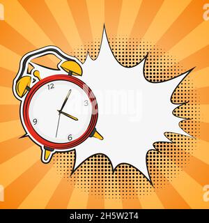 alarm clock comics in pop art style, vector Stock Vector