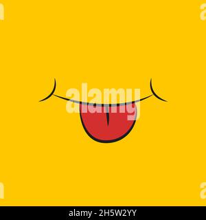 Yummy smile emoji with tongue lick mouth. Delicious tasty food