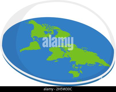 pseudoscience, flat earth theory vector isometry, vector illustration Stock Vector