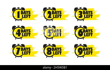 Set days countdown, days left hours in flat Stock Vector