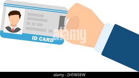 id card in man hand in flat style Stock Vector