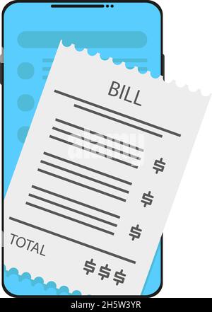 online shopping, phone and bill in flat style Stock Vector