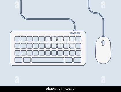 keyboard and mouse color icon in flat style Stock Vector