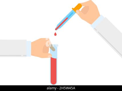 laboratory, test tube and pipette inhand, flat design Stock Vector