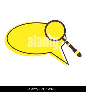 Magnifier search speech icon. Bubble style on isolated white. Outline and search design, and glyph designed app illustration dialogue for web line vec Stock Vector