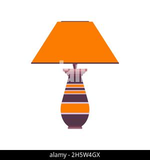 Lamp isolated on white background. Flat desk vector with light bulb table icon, lamp illustration colorful design. Stock Vector