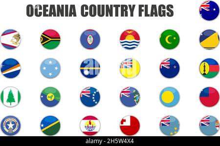 web buttons with oceania country flags in flat Stock Vector