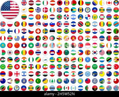 web buttons with world country flags in flat Stock Vector