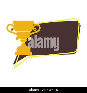 Badge victory best cup winner trophy award icon. Trophy and champion champion vector cup flat Stock Vector