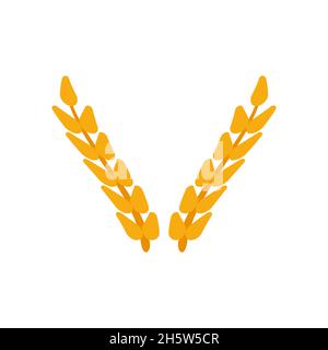 Eat wheat. Bread organic company identity natural wheat and icon. Contour and agriculture wheat, product company. Ears farm style design. Farm flat lo Stock Vector