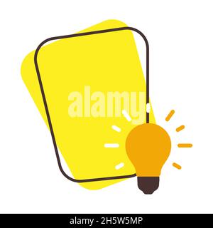 Quick tips yellow with banners information, tip and trick icon illustration. Abstract text idea, lightbulb or solution light bulb. Advice idea quicks Stock Vector