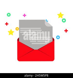 Hand-drawn envelope illustrations stamp. Design and print for postal envelope web post card with love modern post card and vector isolated letter and Stock Vector