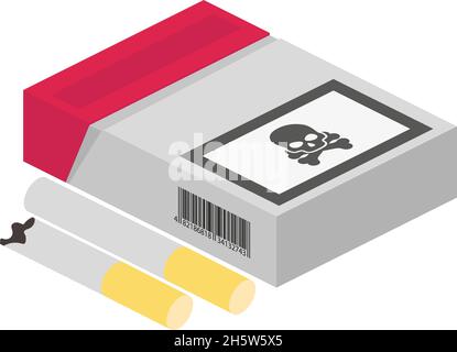 isometric cigarette pack in flat style, vector illustration Stock Vector