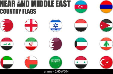 web buttons with near and middle country flags, flat Stock Vector