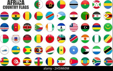 web buttons with africa country flags in flat Stock Vector