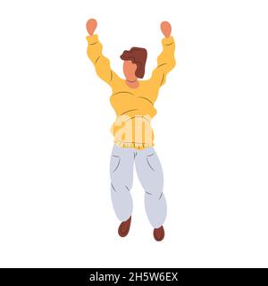 Freedom people flying, floating and jumping in air. Happy free youth human character relax and dream. Men fly down independent future. Cartoon flat ve Stock Vector