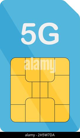 5G sim card mobile in flat style, vector Stock Vector