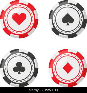 set poker chip in flat style, vector isolated Stock Vector