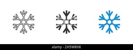 Snowflake Christmas icon. Line art set on white backdrop. Vector vinter and cold sign symbol Stock Vector