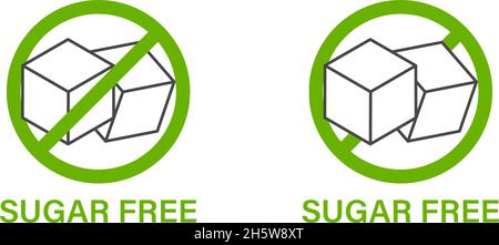 Sugar free icons. Green organic isolated logo food industry. Vector illustration Stock Vector